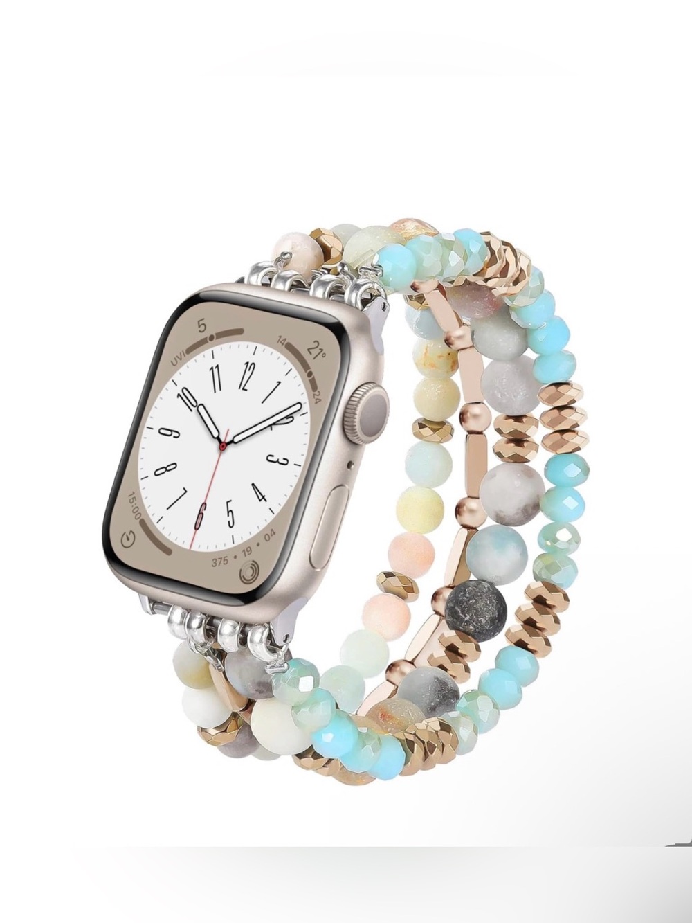 Amazonite mint blue - Beaded ,Stretch Bracelet Band for Apple Watch- chose SIZE